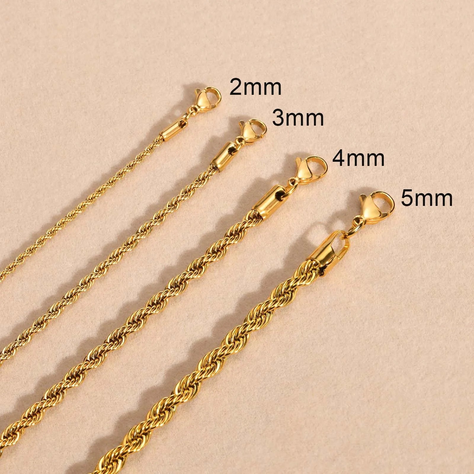 Vnox Gold Color Rope Chain Necklaces for Women Men