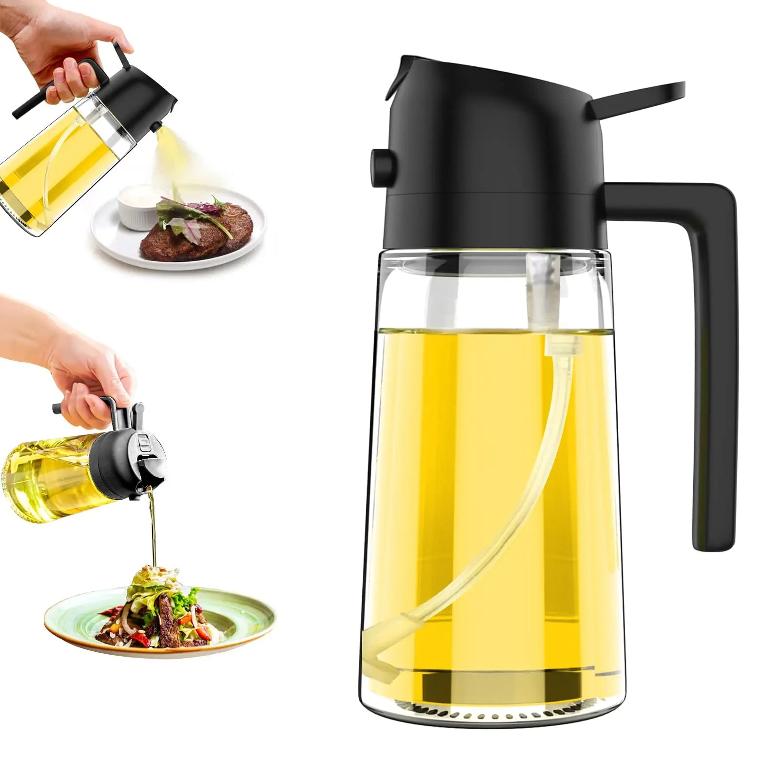 Botella pulverizadora de aceite de cocina, pulverizador de aceite de oliva para cocinar, 200/300/500 ml, botella pulverizadora neumática, dispensador de aceite en aerosol para barbacoa y fitness.