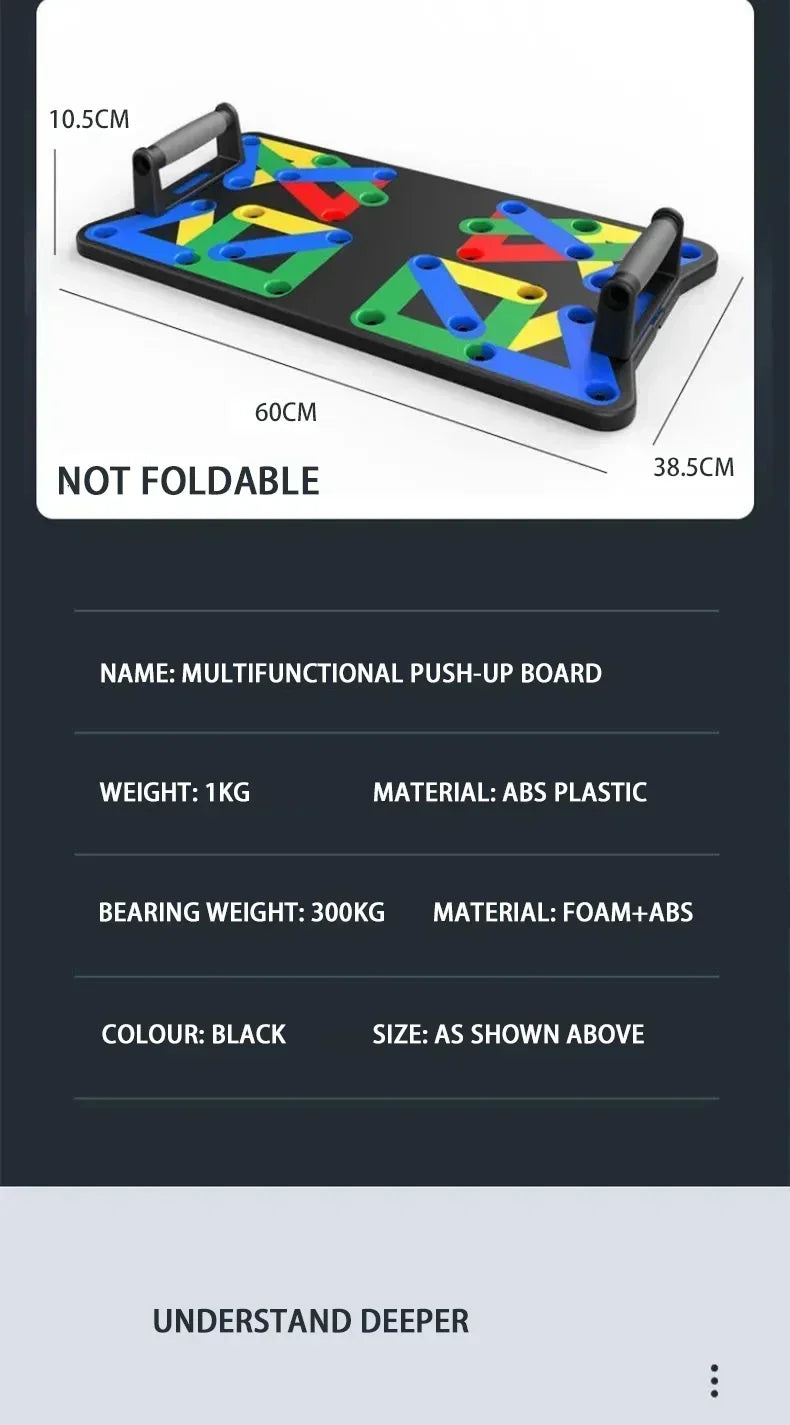 Tabla de flexiones portátil multifuncional de regalo con asas, equipo de fitness plegable para entrenamiento de pecho, abdomen, brazos y espalda.