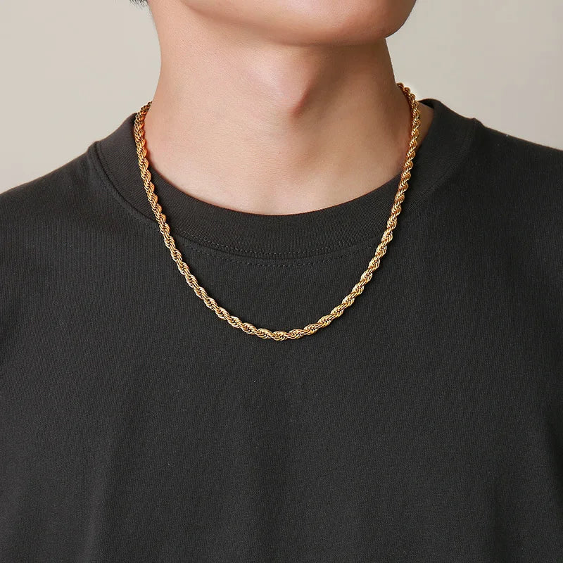 Vnox Gold Color Rope Chain Necklaces for Women Men