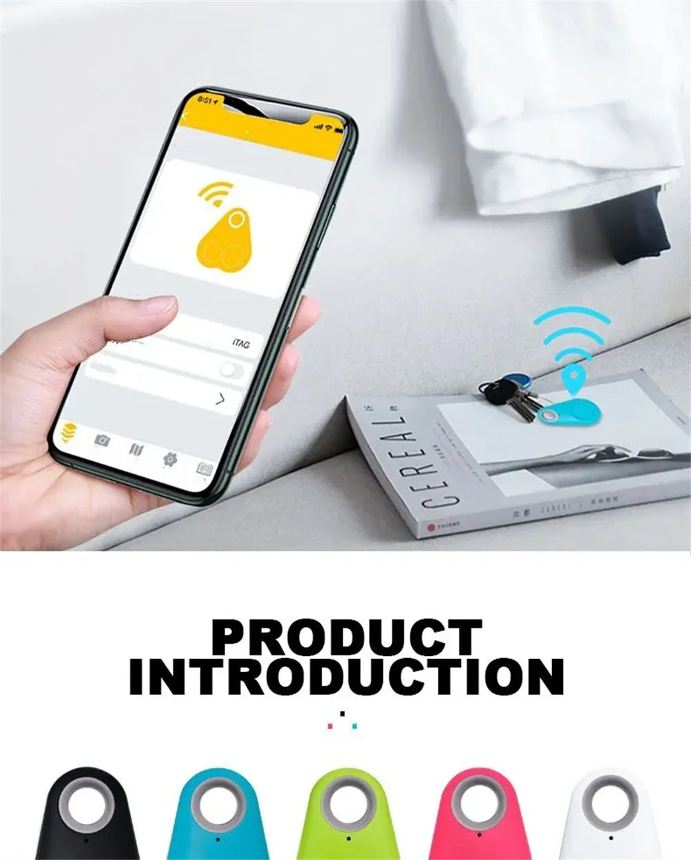 Minirastreador GPS inteligente para mascotas, alarma antipérdida, localizador inalámbrico con localizador de llaves y bolso para niños, recordatorio y control de obturador para selfies.