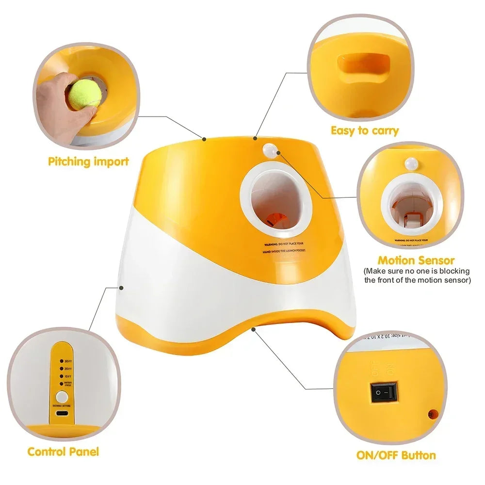 Juguete lanzador de pelotas para perros Productos para mascotas Juguetes para perros Mantener la salud de la mascota Lanzamiento automático 3 configuraciones de distancias Para jugar en interiores y exteriores