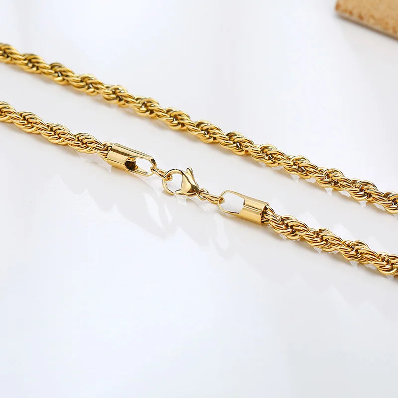 Vnox Gold Color Rope Chain Necklaces for Women Men