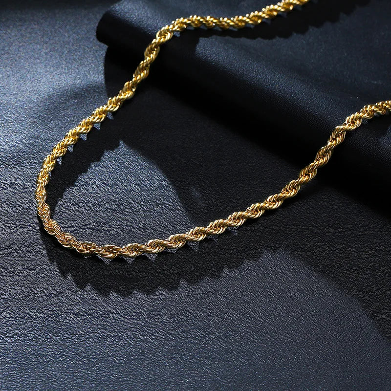 Vnox Gold Color Rope Chain Necklaces for Women Men