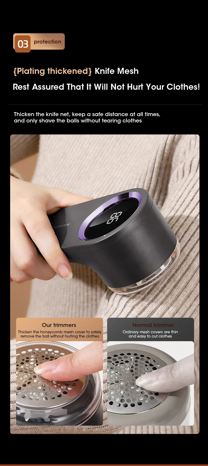 Quitapelusas para ropa, LED, digital, eléctrico, recargable por USB, para suéteres