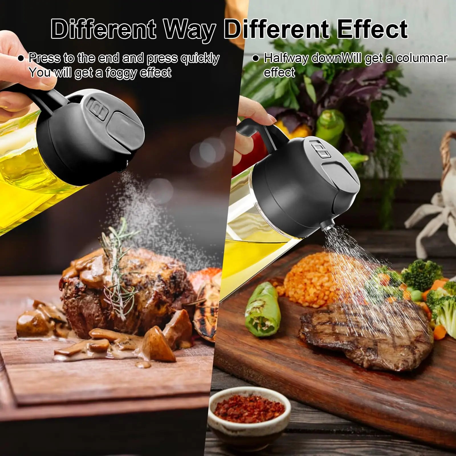 Botella pulverizadora de aceite de cocina, pulverizador de aceite de oliva para cocinar, 200/300/500 ml, botella pulverizadora neumática, dispensador de aceite en aerosol para barbacoa y fitness.