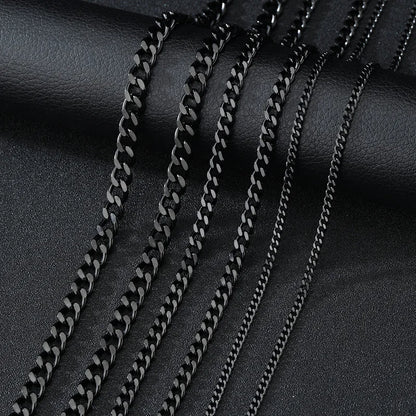 Curb Cuban Necklaces For Men Women Black Gold Color