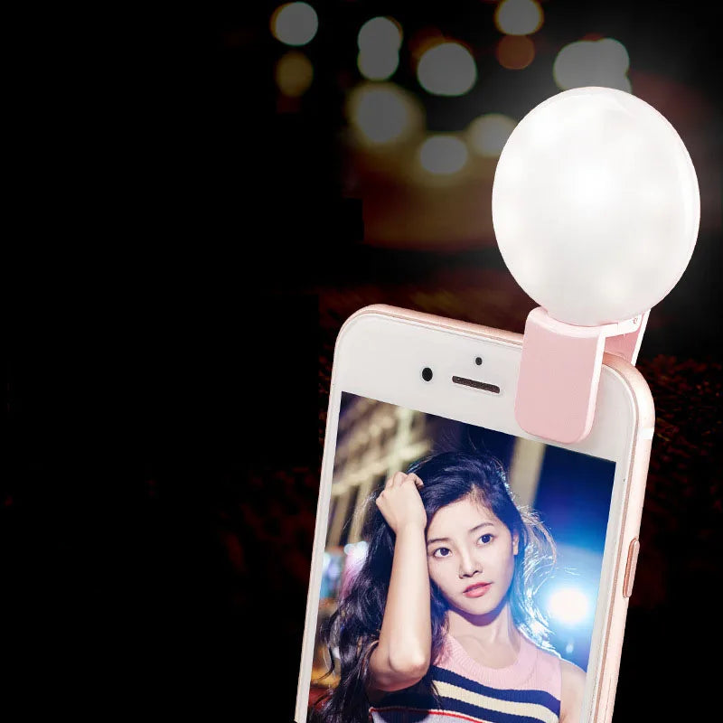 Universal Selfie Lamp Mobile Phone Lens Portable Flash Ring Luminous Ring Clip Light LED Selfie Light Makeup Lightings