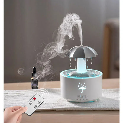 Máquina de aromaterapia con forma de paraguas giratorio y gotas de agua