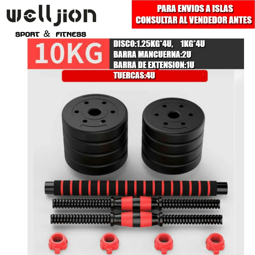 Pesas Pesas y Mancuernas Antideslizantes de Hierro Ajustable Interno-Mancuerna 10 kg 15 kg 20 kg 30 kg 40 kg 50 kg con Barra Ajustable y Bloqueo de Seguridad-Kit de Ejercicios de Gimnasio en Casa