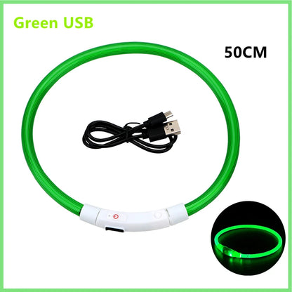 Collar luminoso recargable por USB, ajustable, con luz LED brillante, para perros grandes y pequeños, con luz nocturna y arnés de seguridad para mascotas.