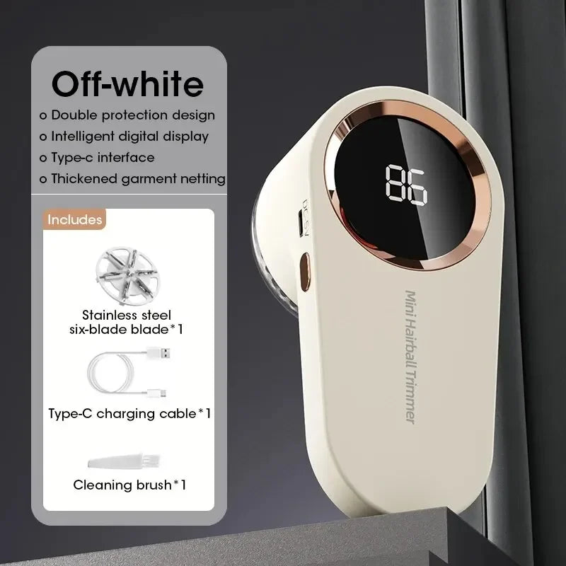 Quitapelusas para ropa, LED, digital, eléctrico, recargable por USB, para suéteres