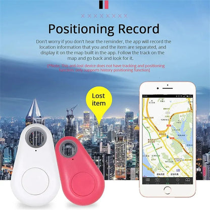 Minirastreador GPS inteligente para mascotas, alarma antipérdida, localizador inalámbrico con localizador de llaves y bolso para niños, recordatorio y control de obturador para selfies.