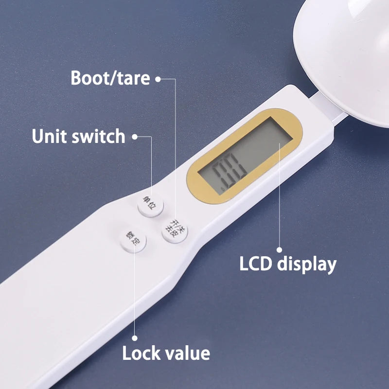 Báscula de cocina electrónica de 500 g y 0,1 g, LCD digital para medir harina, cuchara digital, miniherramienta de cocina para leche y café.