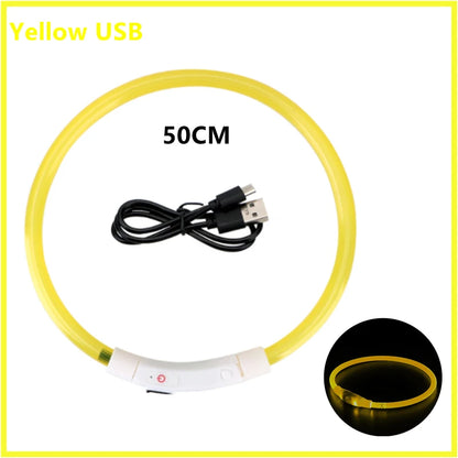 Collar luminoso recargable por USB, ajustable, con luz LED brillante, para perros grandes y pequeños, con luz nocturna y arnés de seguridad para mascotas.
