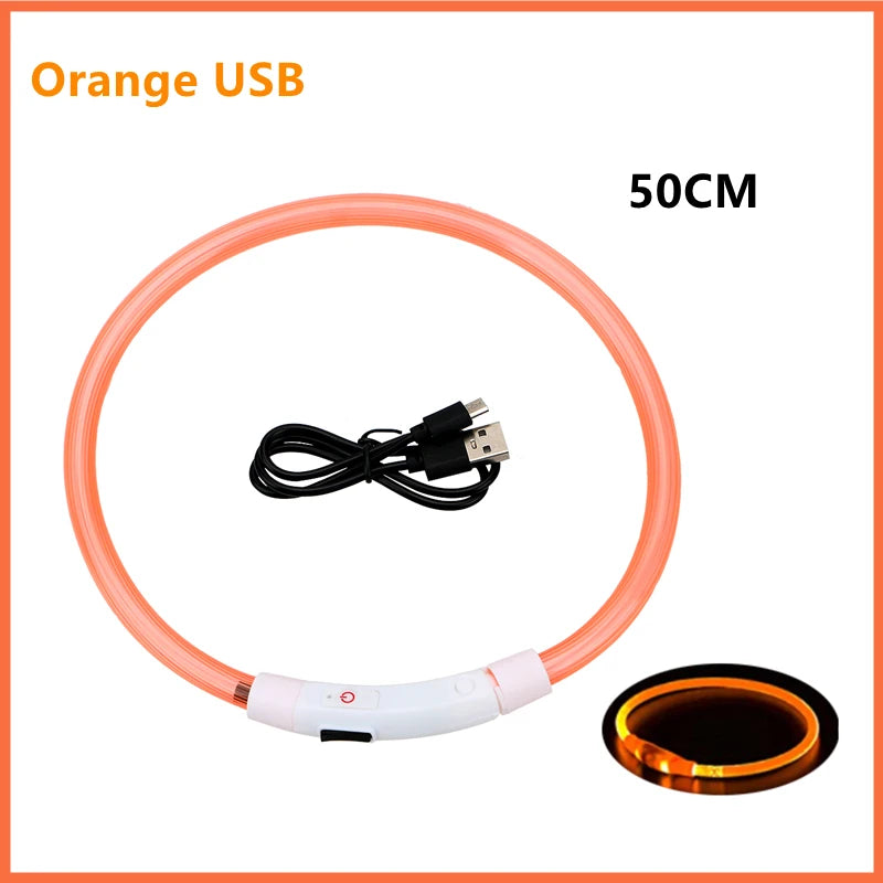 Collar luminoso recargable por USB, ajustable, con luz LED brillante, para perros grandes y pequeños, con luz nocturna y arnés de seguridad para mascotas.