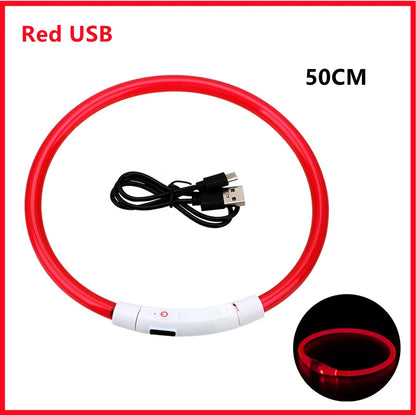 Collar luminoso recargable por USB, ajustable, con luz LED brillante, para perros grandes y pequeños, con luz nocturna y arnés de seguridad para mascotas.