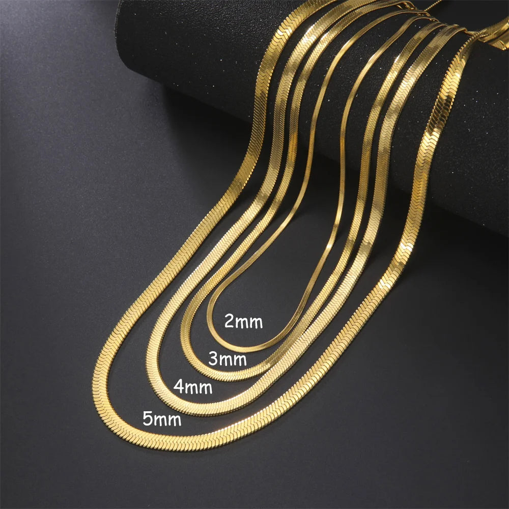 SSnake Chain Necklace for Women Men Gold Color Jewelry Gift Hot
