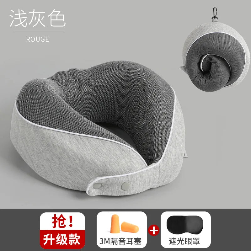 Almohada de viaje para el cuello con espuma viscoelástica en forma de U