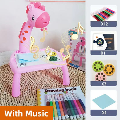 Mesa de dibujo con proyector LED para niños