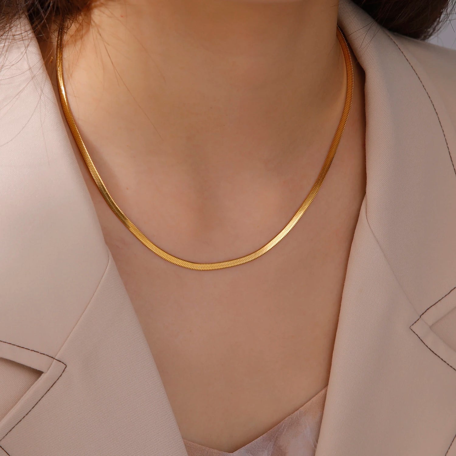 SSnake Chain Necklace for Women Men Gold Color Jewelry Gift Hot