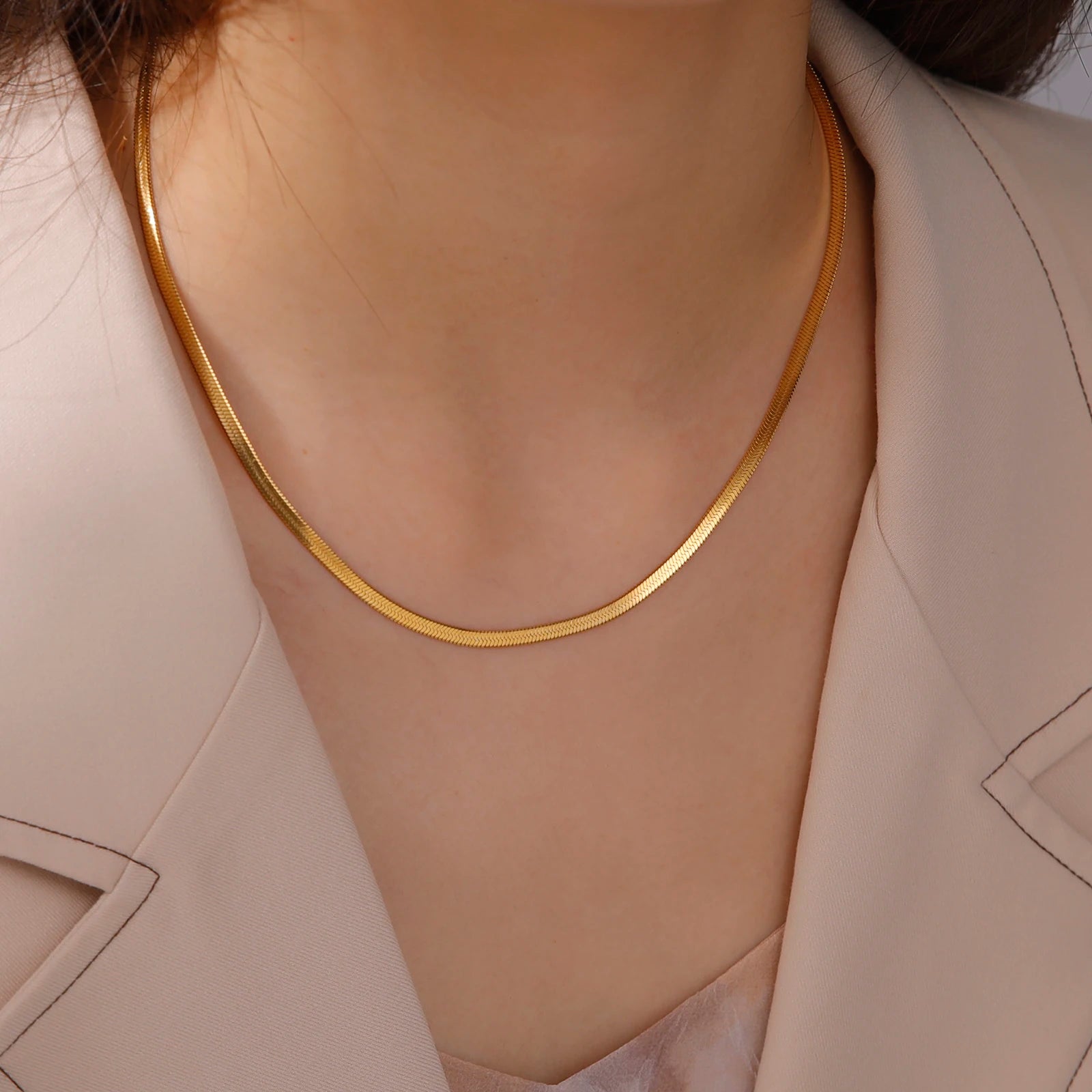 SSnake Chain Necklace for Women Men Gold Color Jewelry Gift Hot