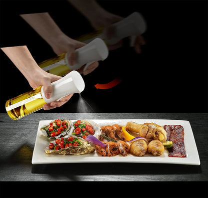 Botella pulverizadora de aceite de cocina, pulverizador de aceite de oliva para cocinar, 200/300/500 ml, botella pulverizadora neumática, dispensador de aceite en aerosol para barbacoa y fitness.