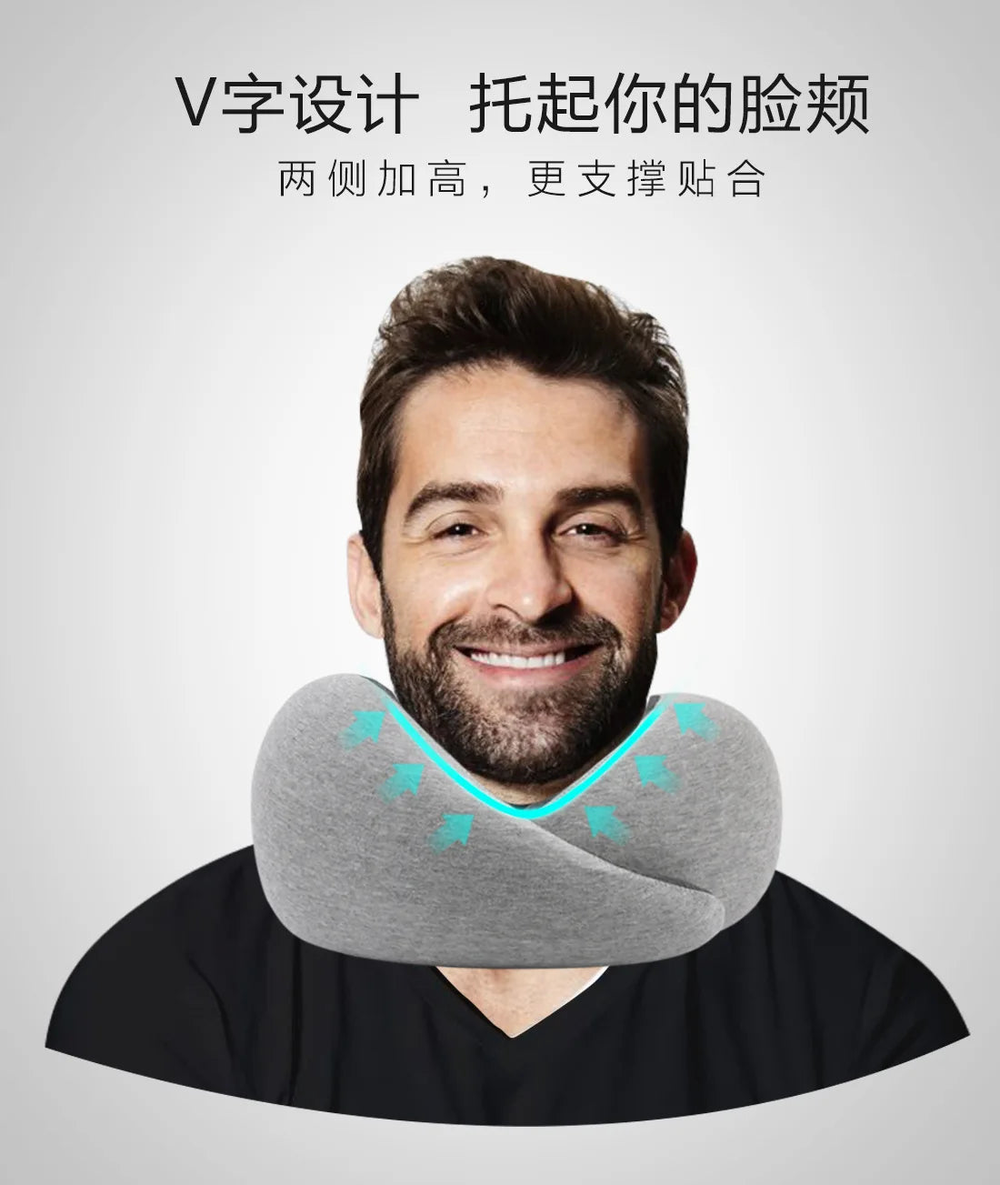 Almohada de viaje para el cuello con espuma viscoelástica en forma de U