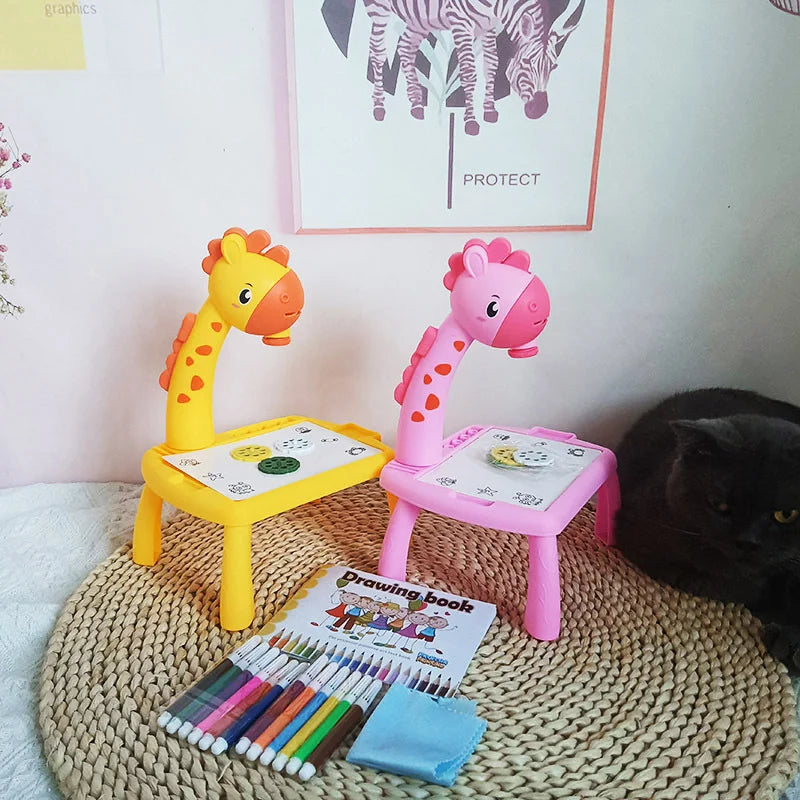 Mesa de dibujo con proyector LED para niños