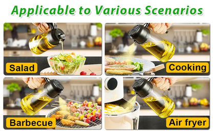Botella pulverizadora de aceite de cocina, pulverizador de aceite de oliva para cocinar, 200/300/500 ml, botella pulverizadora neumática, dispensador de aceite en aerosol para barbacoa y fitness.