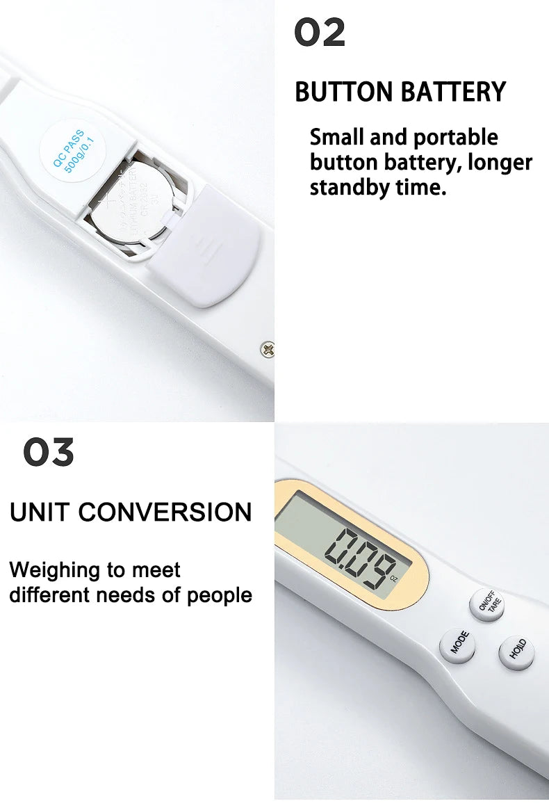 Báscula de cocina electrónica de 500 g y 0,1 g, LCD digital para medir harina, cuchara digital, miniherramienta de cocina para leche y café.