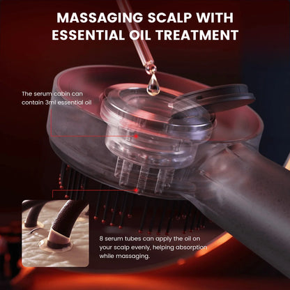 Peine de masaje con luz roja y vibración para el crecimiento del cabello