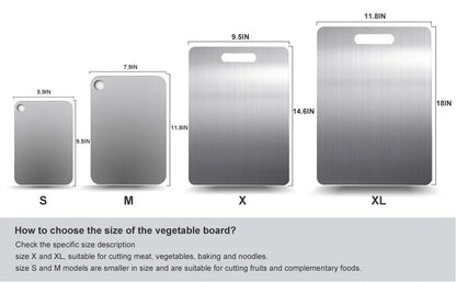 Tabla de cortar de titanio para cocina, de acero inoxidable 304, gruesa, de doble cara, de grado alimenticio, portátil, para picar carne y frutas.
