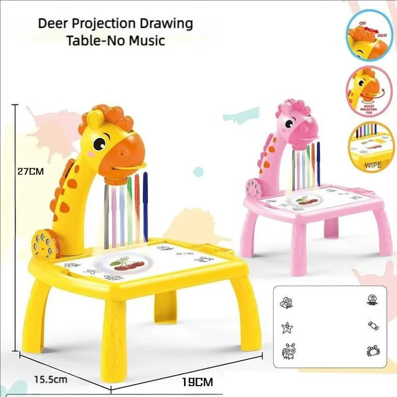 Mesa de dibujo con proyector LED para niños