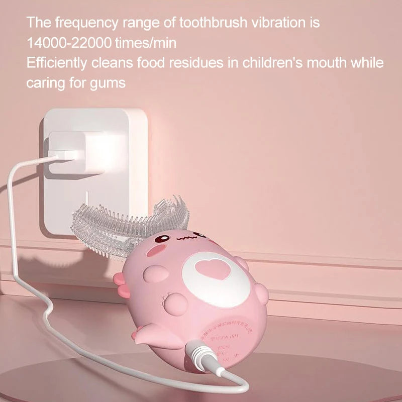 Cepillo de dientes eléctrico sónico en forma de U para niños