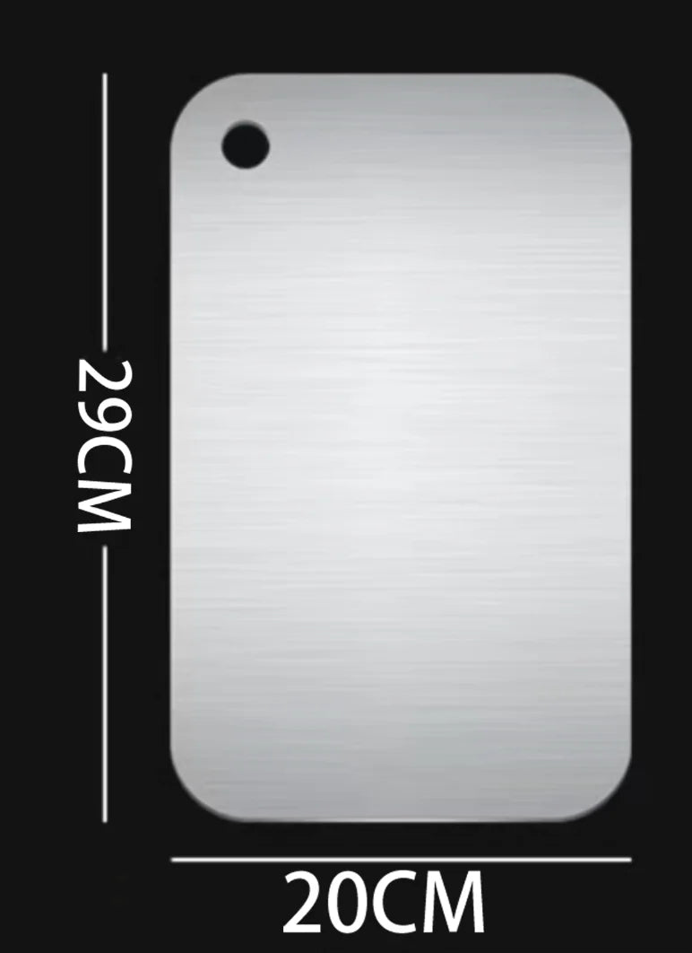 Tabla de cortar de titanio para cocina, de acero inoxidable 304, gruesa, de doble cara, de grado alimenticio, portátil, para picar carne y frutas.