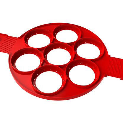 Molde antiadherente de silicona para hornear panqueques con 7 agujeros y múltiples formas, moldes para huevos fritos para cocinar en familia y utensilios de cocina.