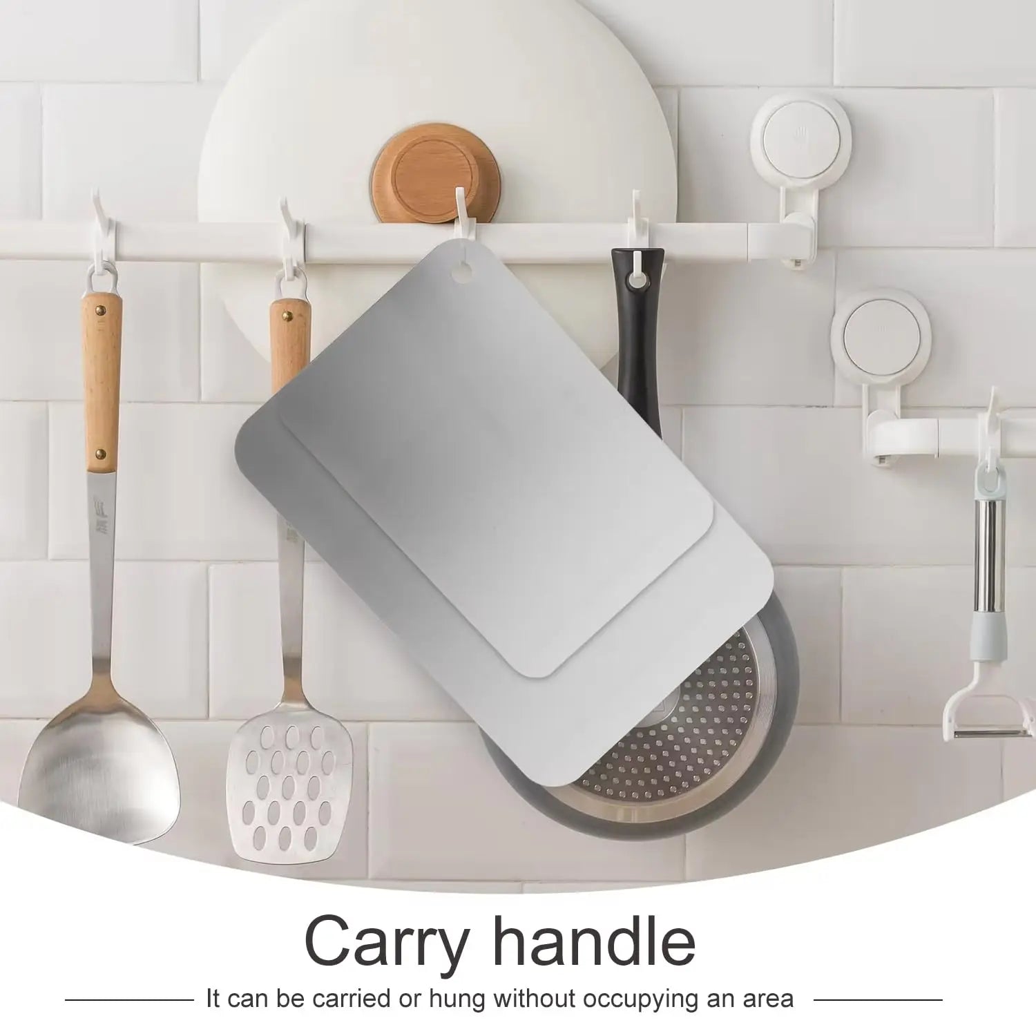 Tabla de cortar de titanio para cocina, de acero inoxidable 304, gruesa, de doble cara, de grado alimenticio, portátil, para picar carne y frutas.