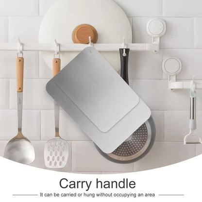 Tabla de cortar de titanio para cocina, de acero inoxidable 304, gruesa, de doble cara, de grado alimenticio, portátil, para picar carne y frutas.