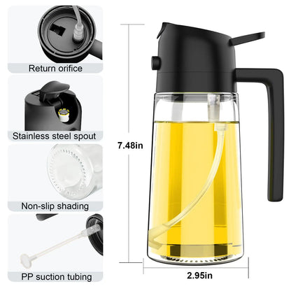 Botella pulverizadora de aceite de cocina, pulverizador de aceite de oliva para cocinar, 200/300/500 ml, botella pulverizadora neumática, dispensador de aceite en aerosol para barbacoa y fitness.