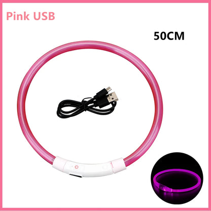 Collar luminoso recargable por USB, ajustable, con luz LED brillante, para perros grandes y pequeños, con luz nocturna y arnés de seguridad para mascotas.