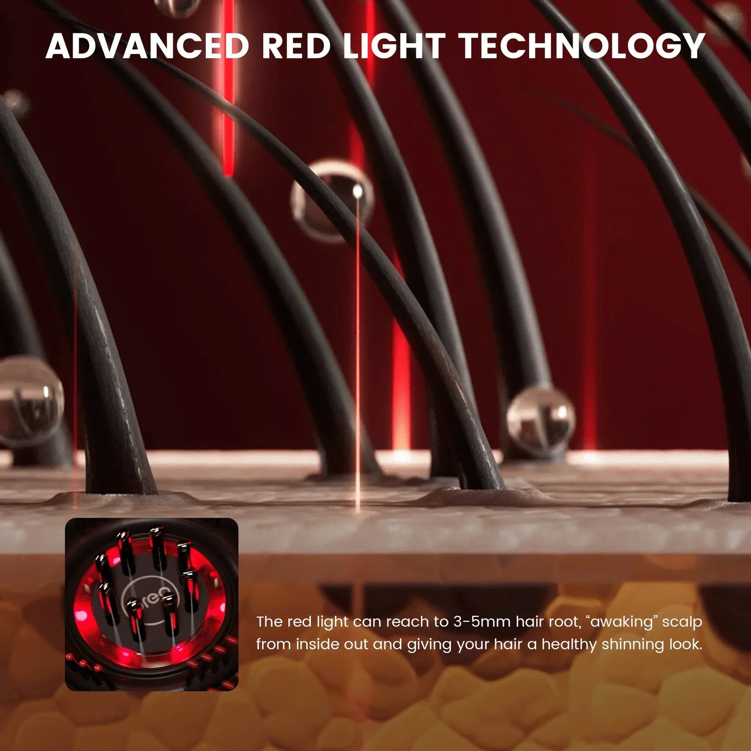 Peine de masaje con luz roja y vibración para el crecimiento del cabello