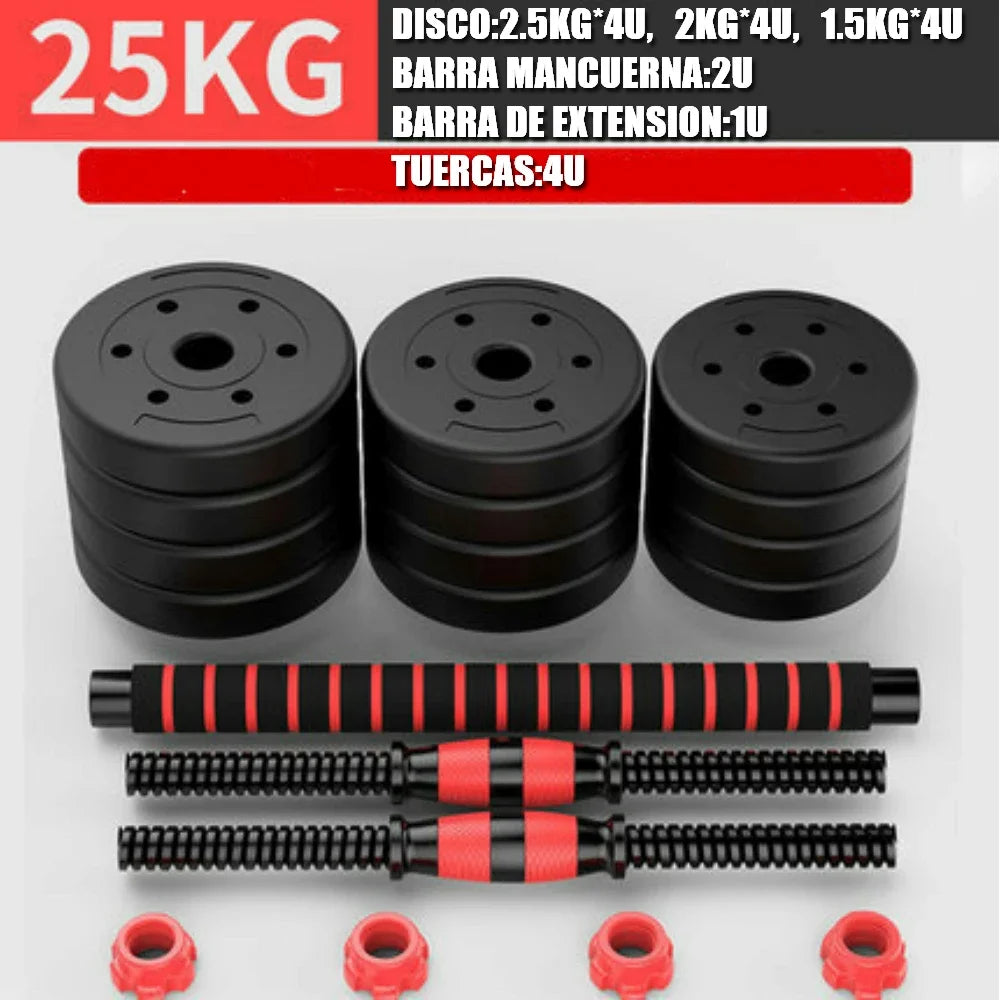 Pesas Pesas y Mancuernas Antideslizantes de Hierro Ajustable Interno-Mancuerna 10 kg 15 kg 20 kg 30 kg 40 kg 50 kg con Barra Ajustable y Bloqueo de Seguridad-Kit de Ejercicios de Gimnasio en Casa