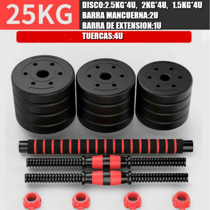 Pesas Pesas y Mancuernas Antideslizantes de Hierro Ajustable Interno-Mancuerna 10 kg 15 kg 20 kg 30 kg 40 kg 50 kg con Barra Ajustable y Bloqueo de Seguridad-Kit de Ejercicios de Gimnasio en Casa