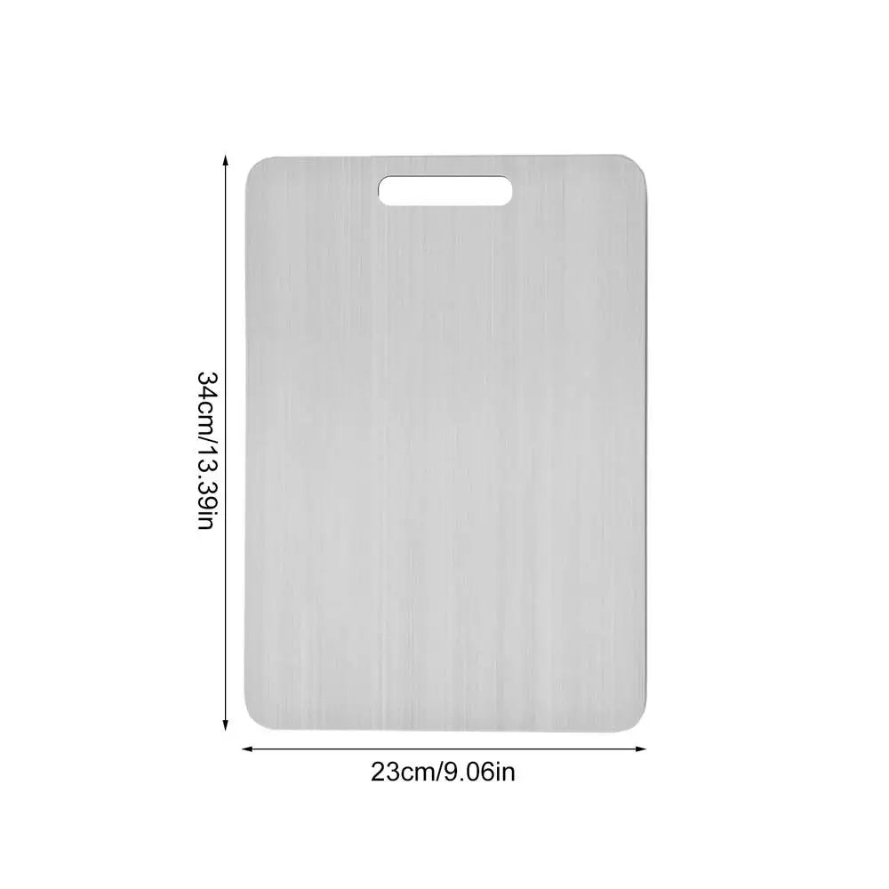 Tabla de cortar de titanio para cocina, de acero inoxidable 304, gruesa, de doble cara, de grado alimenticio, portátil, para picar carne y frutas.