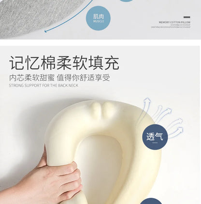 Almohada de viaje para el cuello con espuma viscoelástica en forma de U