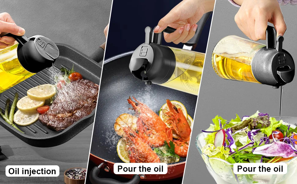 Botella pulverizadora de aceite de cocina, pulverizador de aceite de oliva para cocinar, 200/300/500 ml, botella pulverizadora neumática, dispensador de aceite en aerosol para barbacoa y fitness.