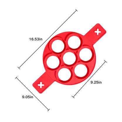 Molde antiadherente de silicona para hornear panqueques con 7 agujeros y múltiples formas, moldes para huevos fritos para cocinar en familia y utensilios de cocina.