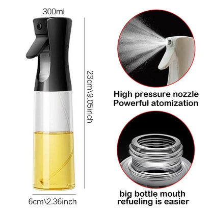 Botella pulverizadora de aceite de cocina, pulverizador de aceite de oliva para cocinar, 200/300/500 ml, botella pulverizadora neumática, dispensador de aceite en aerosol para barbacoa y fitness.