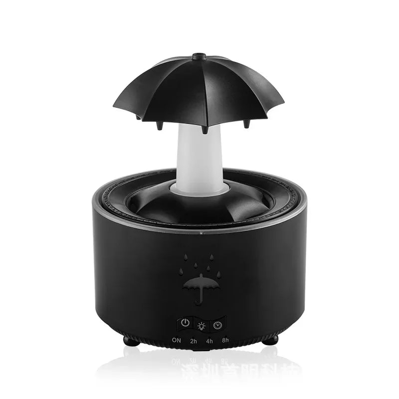Máquina de aromaterapia con forma de paraguas giratorio y gotas de agua